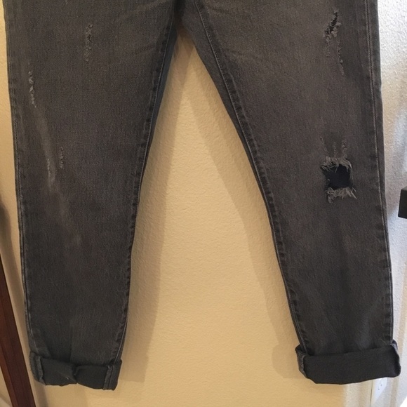 LEVI’S Dark Gray 501 Button Fly Distressed Jeans Size 25 - Picture 3 of 7